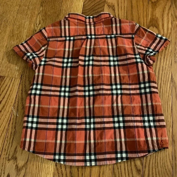 Burberry Authentic Brick Plaid Baby Collared Button Down Short Sleeve 12 Months - Picture 4 of 6
